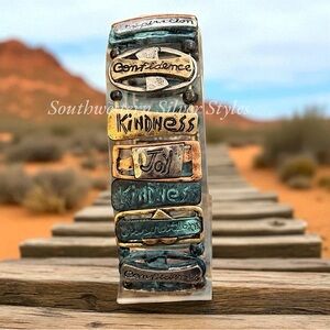 NEW Inspirational Hope Joy Silver Bronze Turquoise Patina Color Stretch Bracelet